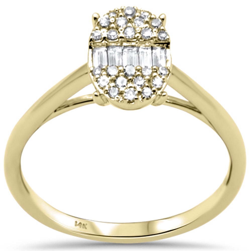 .25ct G SI 14K Yellow Gold Round & Baguette Diamond Oval Shaped Ring Size 6.5