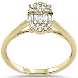 .25ct G SI 14K Yellow Gold Round & Baguette Diamond Oval Shaped Ring Size 6.5