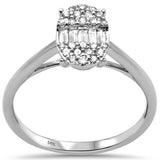 .24ct G SI 14K White Gold Round & Baguette Diamond Oval Shaped Ring Size 6.5