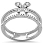 <span style="color:purple">SPECIAL!</span> .20ct G SI 14K White Gold Diamond Butterfly Double Band Ring size 6.5