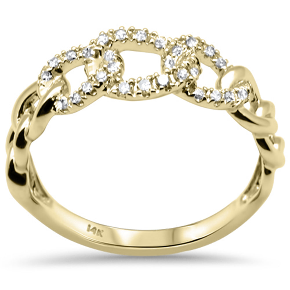 .16ct G SI 14K Yellow Gold Diamond Cuban Style Ring Size 6.5