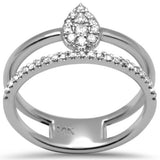 .25ct G SI 14K White Gold Pear Shaped Diamond Double Band Ring Size 6.5