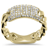 .50ct G SI 14K Yellow Gold Diamond Cuban Style Ladies Band Ring Size 6.5
