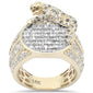 <span>DIAMOND  CLOSEOUT! </span> 2.69ct G SI 14K Yellow Gold Round & Baguette Diamond Lion Men's Ring Size 10