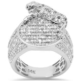 2.71ct G SI 14K White Gold Round & Baguette Diamond Lion Men's Ring Size 10
