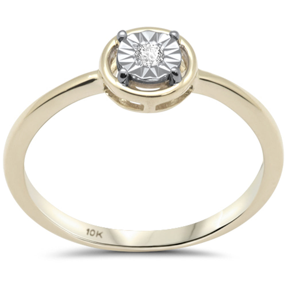 .04ct G SI 10K Yellow Gold Miracle Illusion Ring Size 6.5