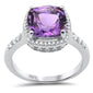<span style="color:purple">SPECIAL!</span> 3.20ct G SI 14K White Gold Cushion Cut Halo Amethyst & Round Diamond Ring Size 6.5