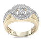 <span>DIAMOND  CLOSEOUT! </span> .78ct G SI 10K Yellow Gold Round & Baguette Diamond Men's Ring Size 10