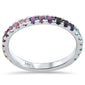 .82ct G SI 14K White Gold Multi Color Gemstones Ring Band Size 7