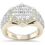 <span>DIAMOND CLOSEOUT! </span> 1.14ct G SI 10K Yellow Gold Round & Baguette Diamond Men's Band Size 10