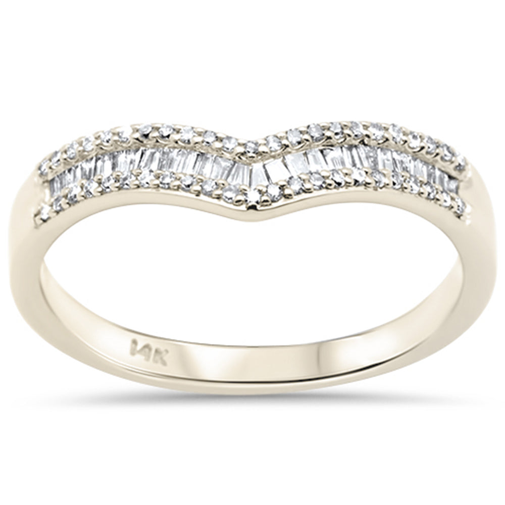 .25ct G SI 14K Yellow Gold Round & Baguette Diamond Ring Band Size 7