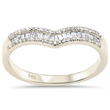 .25ct G SI 14K Yellow Gold Round & Baguette Diamond Ring Band Size 7