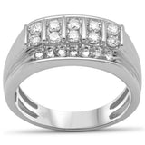 1.04ct G SI 14K White Gold Diamond Men's Band Ring Size 10