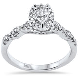 .33ct G SI 14K White Gold Pear Shaped Round & Baguette Diamond Engagement Ring Size 7