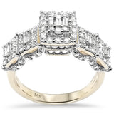 1.24ct G SI 14K Yellow Gold Round & Baguette Diamond Engagement Ring Size 7