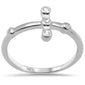.05ct G SI 14K White Gold Diamond Bezel Set Cross Ring Size 6.5