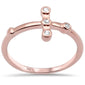 .05ct G SI 14K Rose Gold Diamond Bezel Set Cross Ring Size 6.5