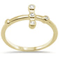 .05ct G SI 14K Yellow Gold Diamond Bezel Set Cross Ring Size 6.5