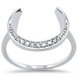 .07ct G SI 14K White Gold Diamond Moon Shaped Ring Size 6.5