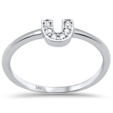 .07ct G SI 14K White Gold Diamond U Shape Ring Size 6.5
