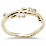 .09ct G SI 14K Yellow Gold Diamond Leaf Ring Size 6.5