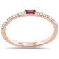 .19ct G SI 14K Rose Gold Diamond & Ruby Gemstone Stackable Band Ring Size 6.5