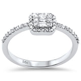 <span>DIAMOND CLOSEOUT! </span>.24ct G SI 14K White Gold Diamond Round & Baguette Ladies Ring Size 6.5