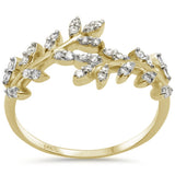 .26ct G SI 14K Yellow Gold Diamond Leaf Design Ring Band Size 6.5