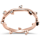 .12ct G SI 14K Rose Gold Diamond Leaf Design Ring Band