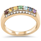 .63ct G SI 14K Yellow Gold Diamond & Multi Color Gemstones & Diamonds Ring Band