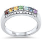 <span style="color:purple">SPECIAL!</span> .61ct G SI 14K White Gold Diamond & Multi Color Gemstones & Diamonds Ring Band Size 6.5