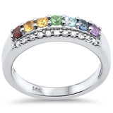 .61ct G SI 14K White Gold Diamond & Multi Color Gemstones & Diamonds Ring Band Size 6.5