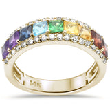 <span>GEMSTONE CLOSEOUT </span>!  1.88ct G SI 14K Yellow Gold Diamond & Multi Color Gemstones & Diamonds Ring Band
