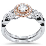 .53ct G SI 14K Two Tone Diamond Halo Engagement Ring Set Size 6.5