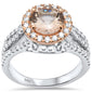 <span style="color:purple">SPECIAL!</span> 2.52ct G SI 14K Two Tone Halo Morganite Gemstone & Diamond Ring Size 6.5