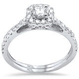 <span>DIAMOND CLOSEOUT! </span>.78ct G SI 14K White Gold Diamond Halo Engagement Ring Set Size 6.5