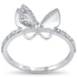 <span style="color:purple">SPECIAL!</span> .26ct G SI 14K White Gold Diamond Butterfly Ring Band Size 6.5