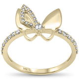 .26ct G SI 14K Yellow Gold Diamond Butterfly Ring Band Size 6.5