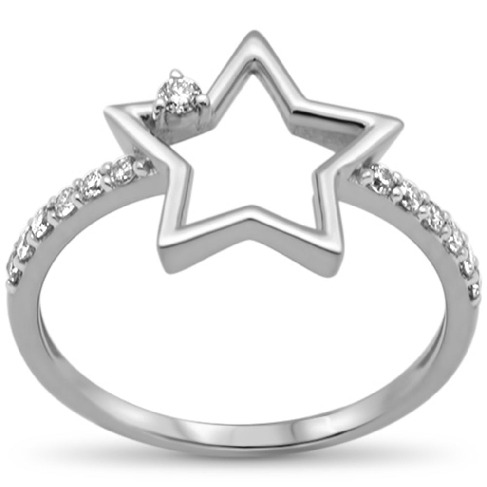 <span>DIAMOND CLOSEOUT! </span>.17ct G SI 14K White Gold Diamond Star Shaped Ring Band Size 6.5