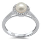 <span style="color:purple">SPECIAL!</span> .10ct G SI 14K White Gold Diamond Pearl & Diamond Ring Band