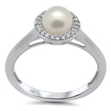.10ct G SI 14K White Gold Diamond Pearl & Diamond Ring Band
