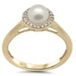 <span style="color:purple">SPECIAL!</span> .10ct G SI 14K Yellow Gold Diamond Pearl & Diamond Ring Band