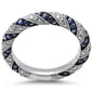 <span style="color:purple">SPECIAL!</span> .61ct G SI 14K White Gold Blue Sapphire & Diamond Ring Band