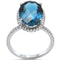 <span style="color:purple">SPECIAL!</span> 6.85ct G SI 14K White Gold Oval Shaped Blue Topaz Gemstone & Diamond Ring Size 6.5
