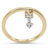 .05ct G SI 10K Yellow Gold Diamond Arrow Shaped Dangle Ring Band Size 6.5