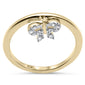 .07ct G SI 10K Yellow Gold Diamond Ribbon Dangle Ring Band Size 6.5