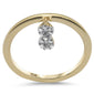 .08ct G SI 10K Yellow Gold Diamond Infinity Shaped Dangle Style Ring Band Size 6.5