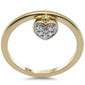 .06ct G SI 10K Yellow Gold Diamond Heart Shaped Dangle Ring Band Size 6.5