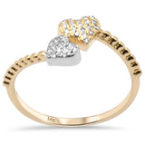 Anillo de dos corazones de 14K de dos tonos con diamante de .09ct G SI Talla 6.5