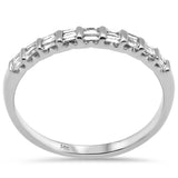 <span style="color:purple">SPECIAL!</span> .19ct G SI 14K White Gold Diamond Baguette Stones Ring Band Size 6.5
